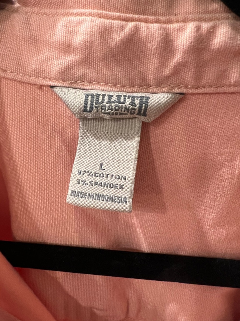 Duluth Trading Co Pink Utility Jumpsuit Denim Stretch Pockets Size L - Picture 5 of 7